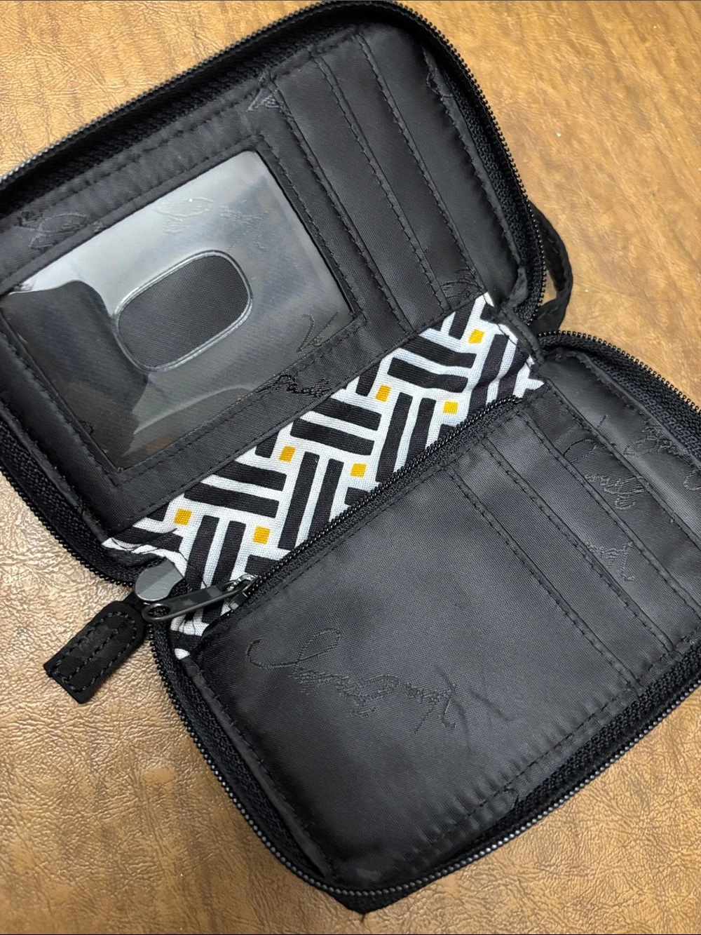 Vera Bradley Black Quilted Wristlet Cellphone and Card Wallet with Strap